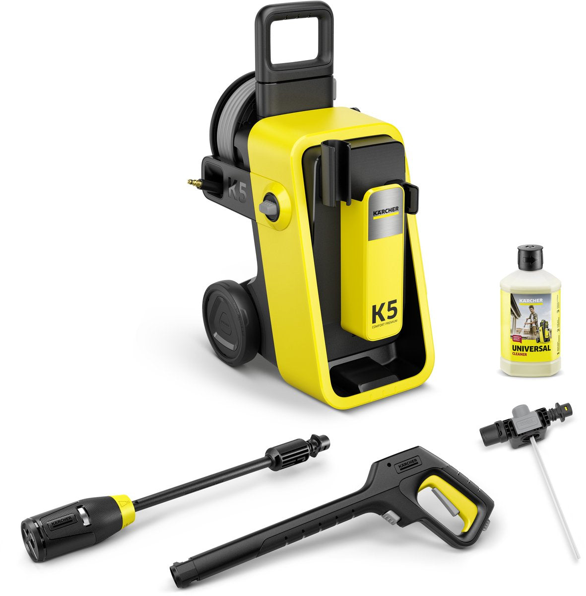 Limpiadora de alta presión Kärcher k 5 comfort premium - 145 bar - 500 l h - 40 m² h - enrollador de manguera - lanza pulverizadora 4 en 1 - adecuada, entre otros. coche - terraza - bicicletas - motos - muebles de jardín y zonas alrededor de la casa