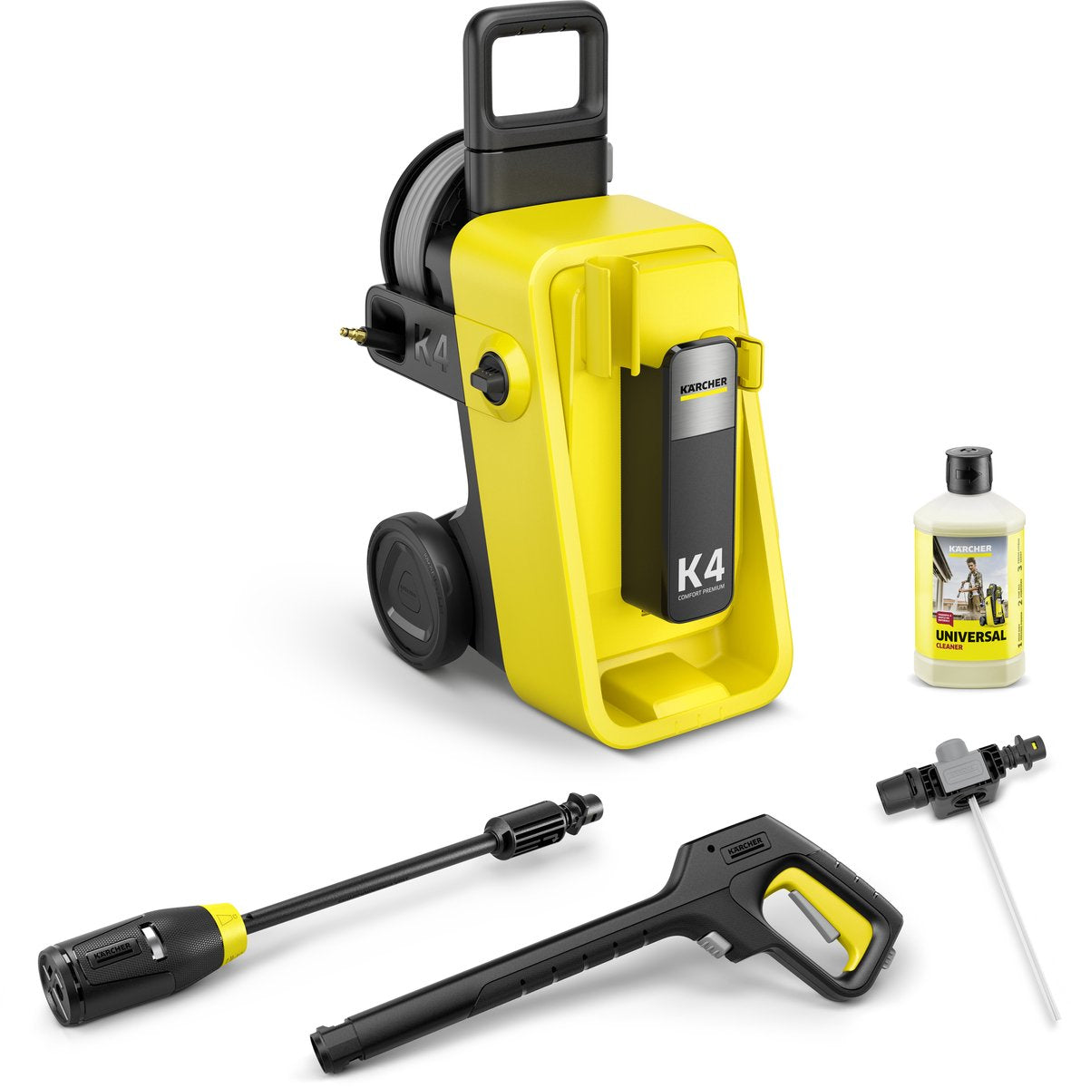 Kärcher k 4 comfort premium high-pressure cleaner - 130 bar - 420 l h - 30 m² h - hose reel - 4-in-1 spray lance - suitable for, among others. car - bicycles - terrace - motorcycles - fence and garden furniture