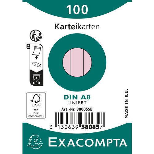 Fichas exacompta 38085sb papel rosa