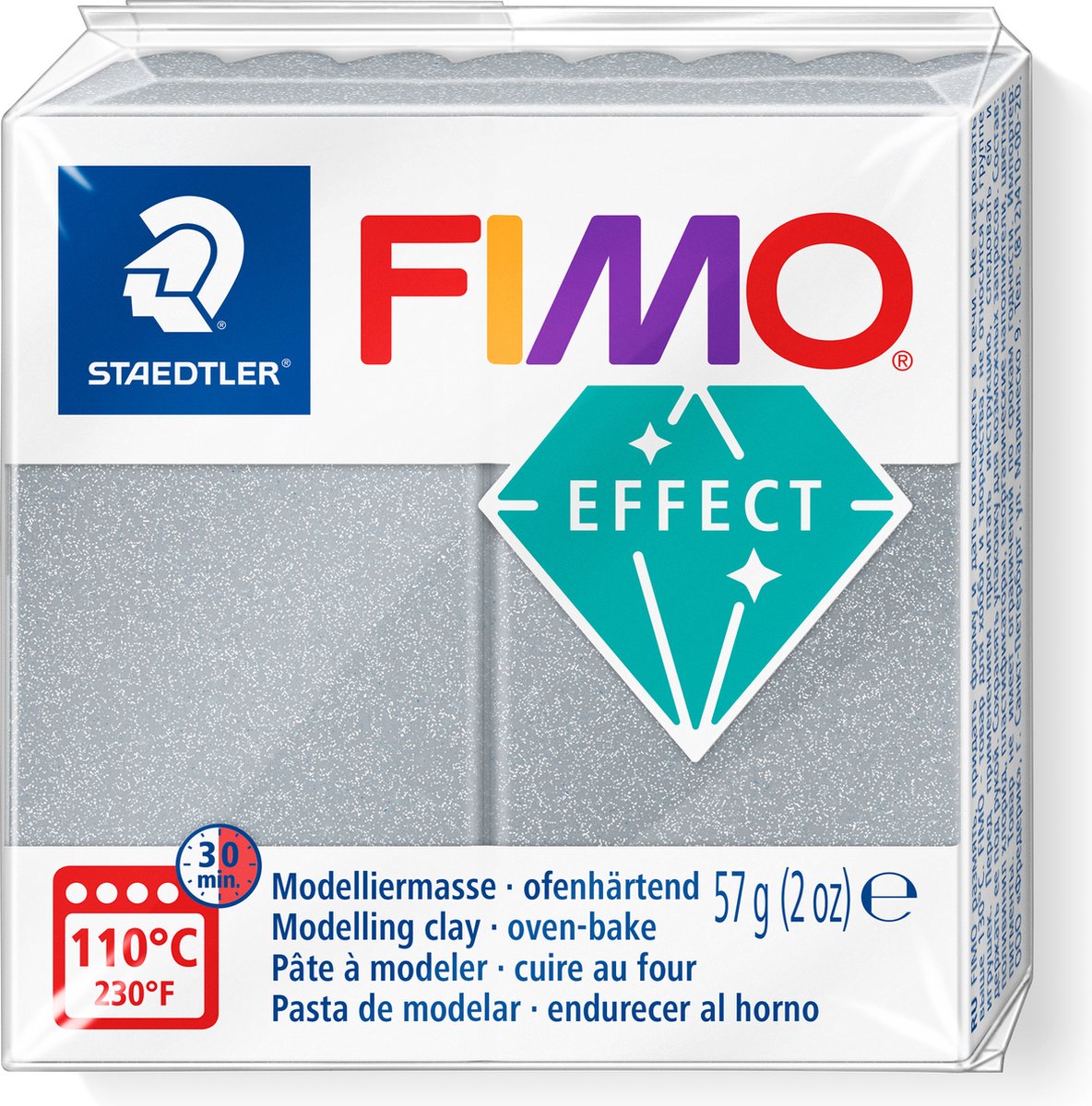 Plastilina efecto fimo 57 g plata metalizada