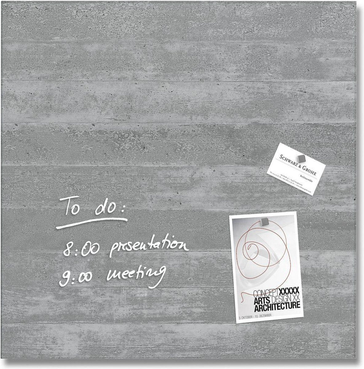 Sigel glasmagneetbord - artverum - 48x48cm - betondesign - si-gl168