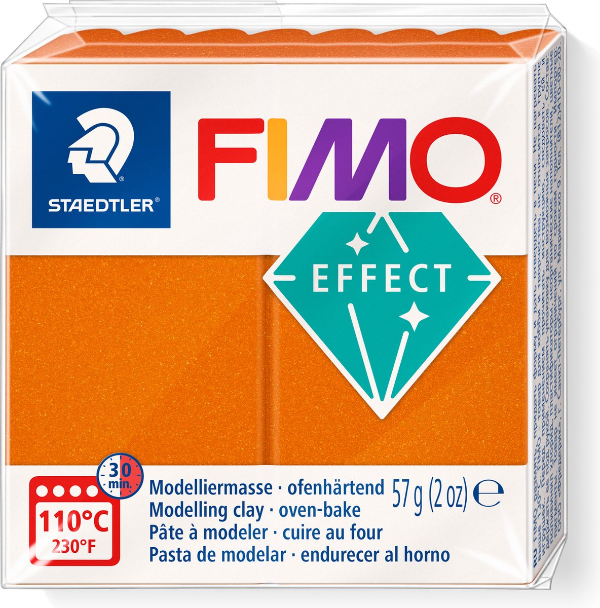 Fimo effect arcilla de modelar endurecible al horno bloque estándar 57 g - naranja metalizado