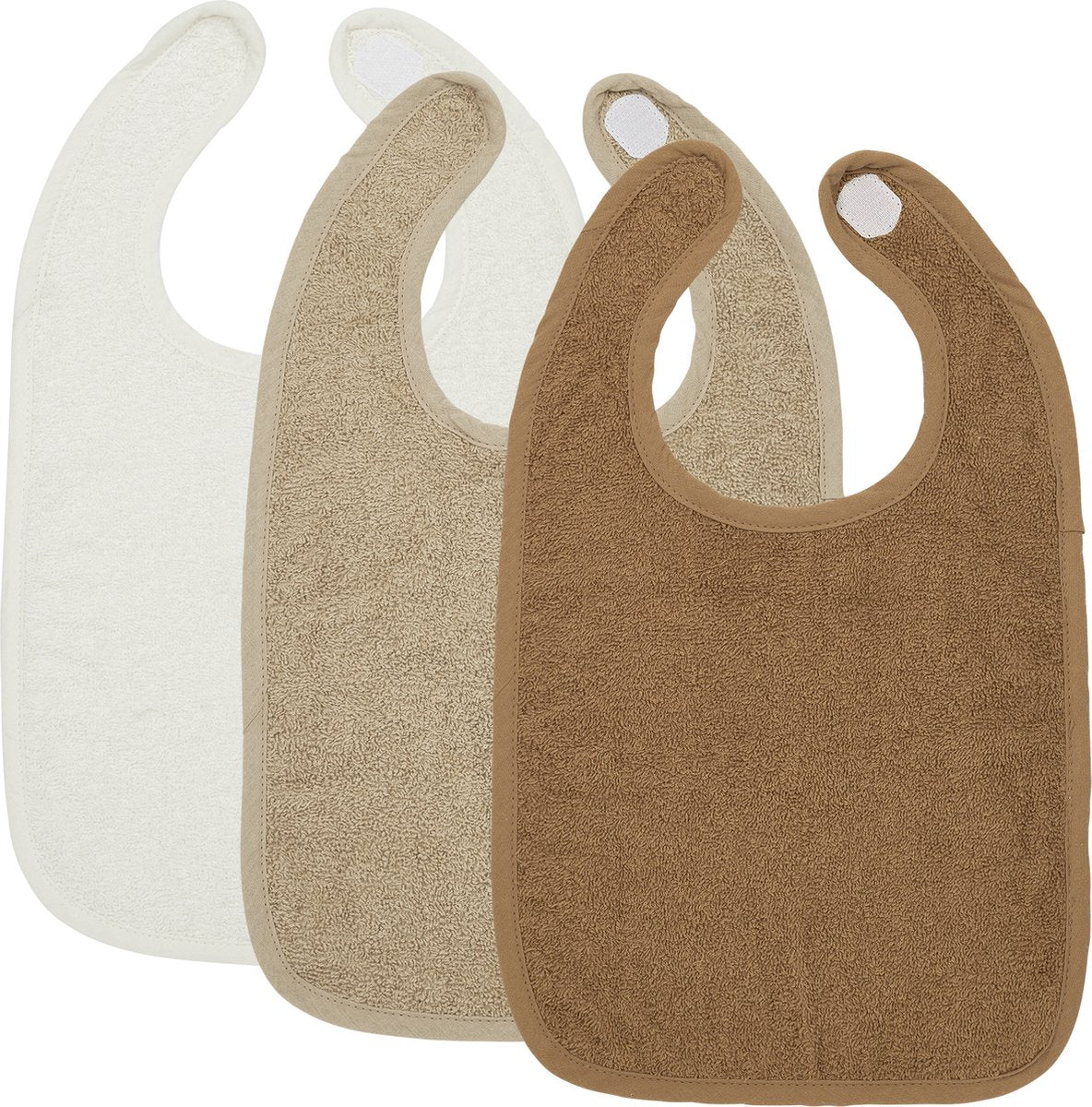 Baberos uni para bebé Meyco - pack de 3 - rizo - off-white sand toffee