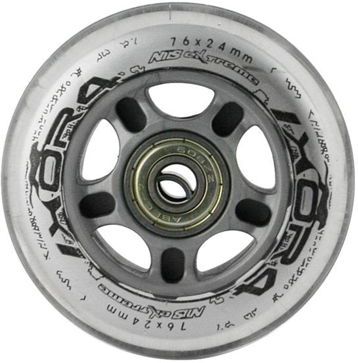 Nils extreme - ruedas de pu - 76x24 mm - transparente - incluida la parte inferior abec-7