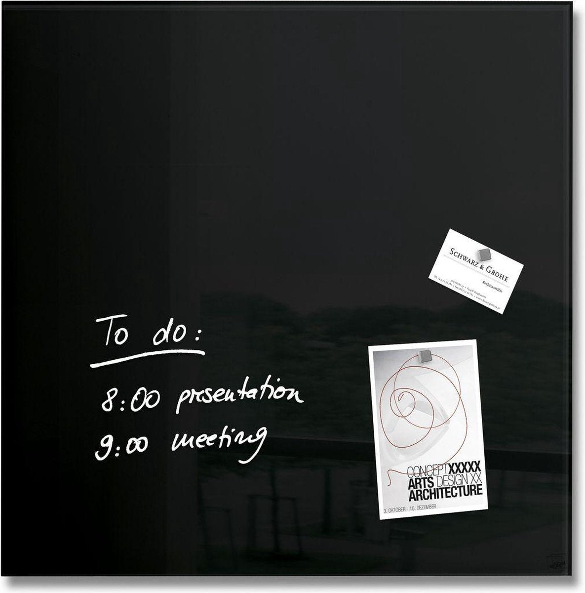 Sigel glasmagneetbord - artverum - 48x48cm - zwart - si-gl110