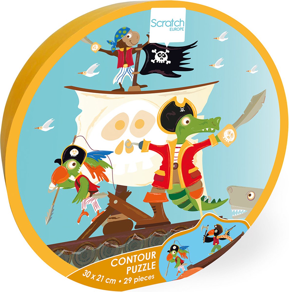 Puzzle da grattare con contorni - pirata - 30x21 cm - 29 pezzi - 3 anni