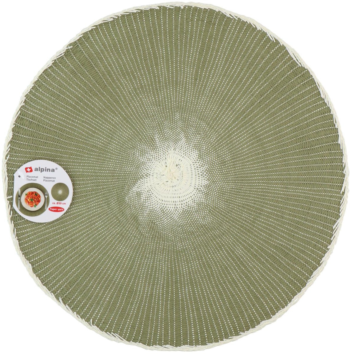 Alpina ronde placemat 39 cm - gevlochten placemat - papiergaren - tafelonderlegger - groen