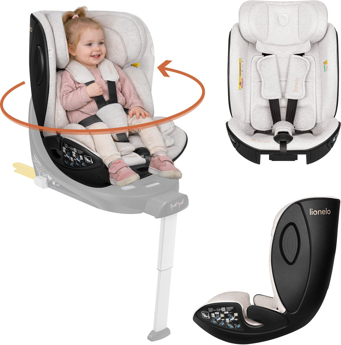 Silla de coche Lionelo moxie next i-size 40–105 cm (0–4 años) – sistema modular moxie – rwf fwf – respaldo de 5 posiciones – reposacabezas de 8 posiciones – funda de tela de bambú – protección lateral para sorbos – ventilación – certificación i-size