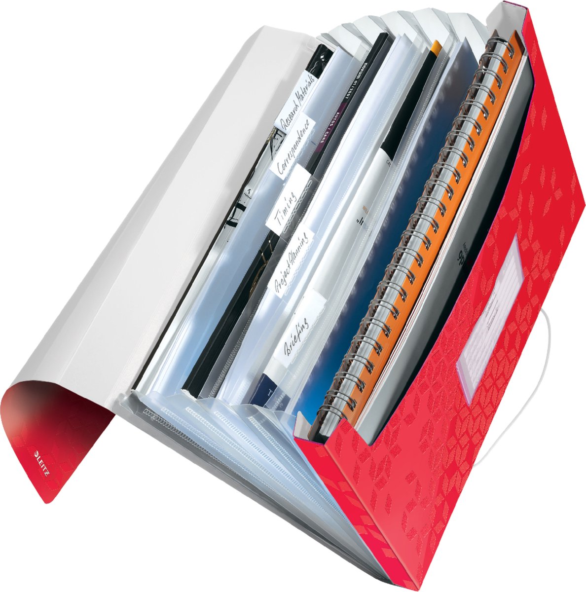 Cartella progetti Leitz wow pp - con 6 scomparti - rossa