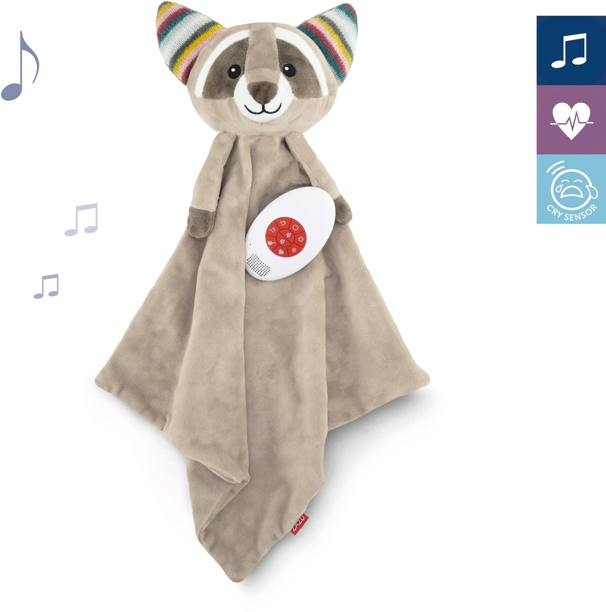 Zazu el mapache robin - manta para abrazar ruido blanco con latidos del corazón - beige - 35 cm