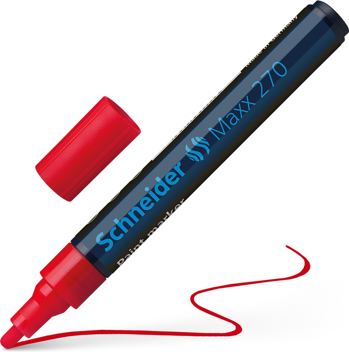 Schneider schrijfwaren schneider lakmarker - maxx 270 - lijnbreedte 1-3 mm - rood - verfstift - s-127002