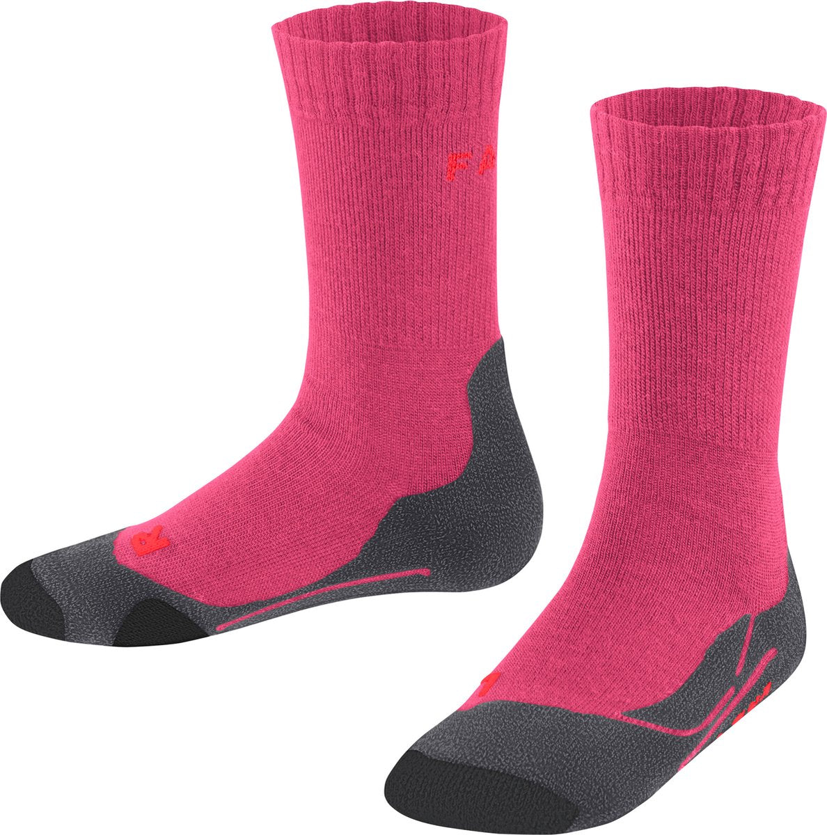 Falke tk2 anti-blaar dik wol functioneel materiaal wandelsokken kinderen rood - maat 35-38