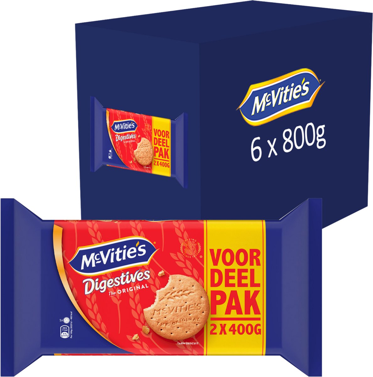Mcvitie's - koek - digestive original tarwebiscuit voordeelpak - 6 x 800 gram
