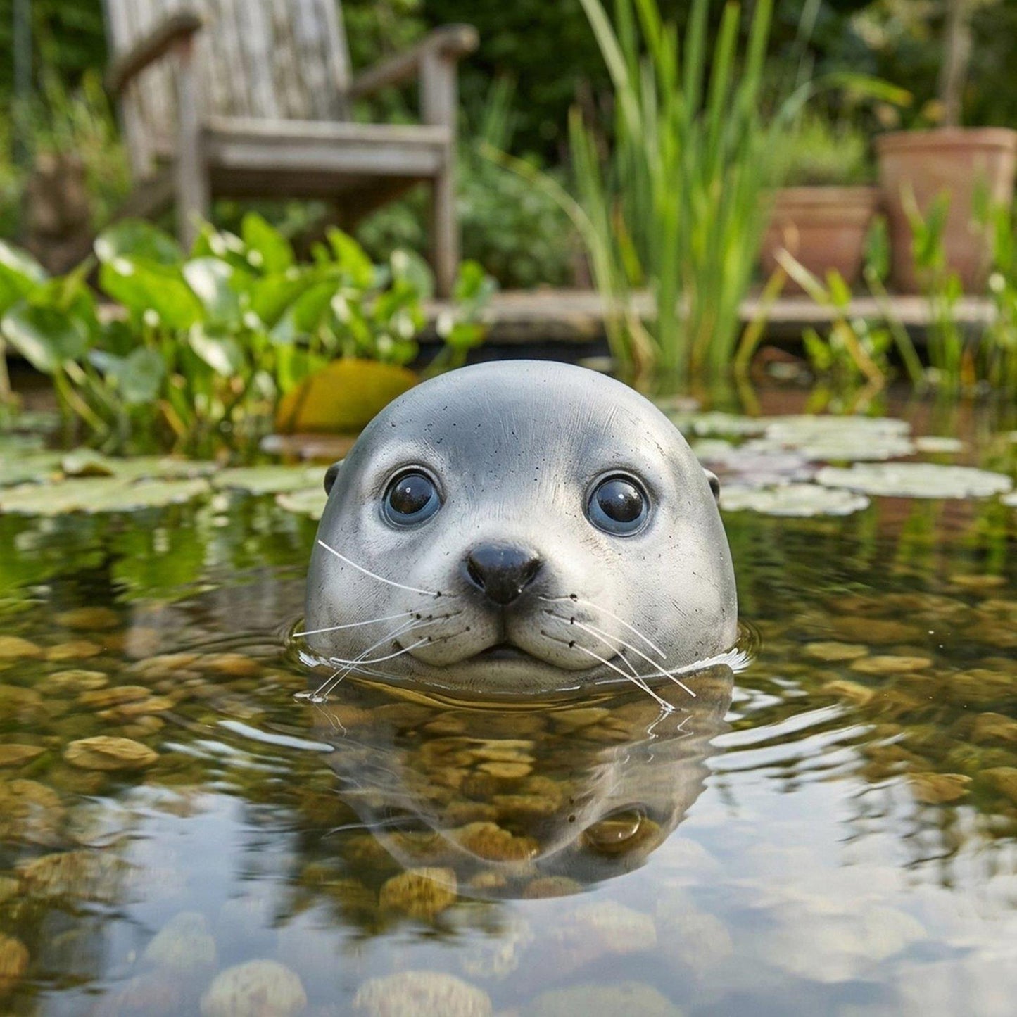 Boltze home zwemmende zeehond poggy h7cm kunststof grijs