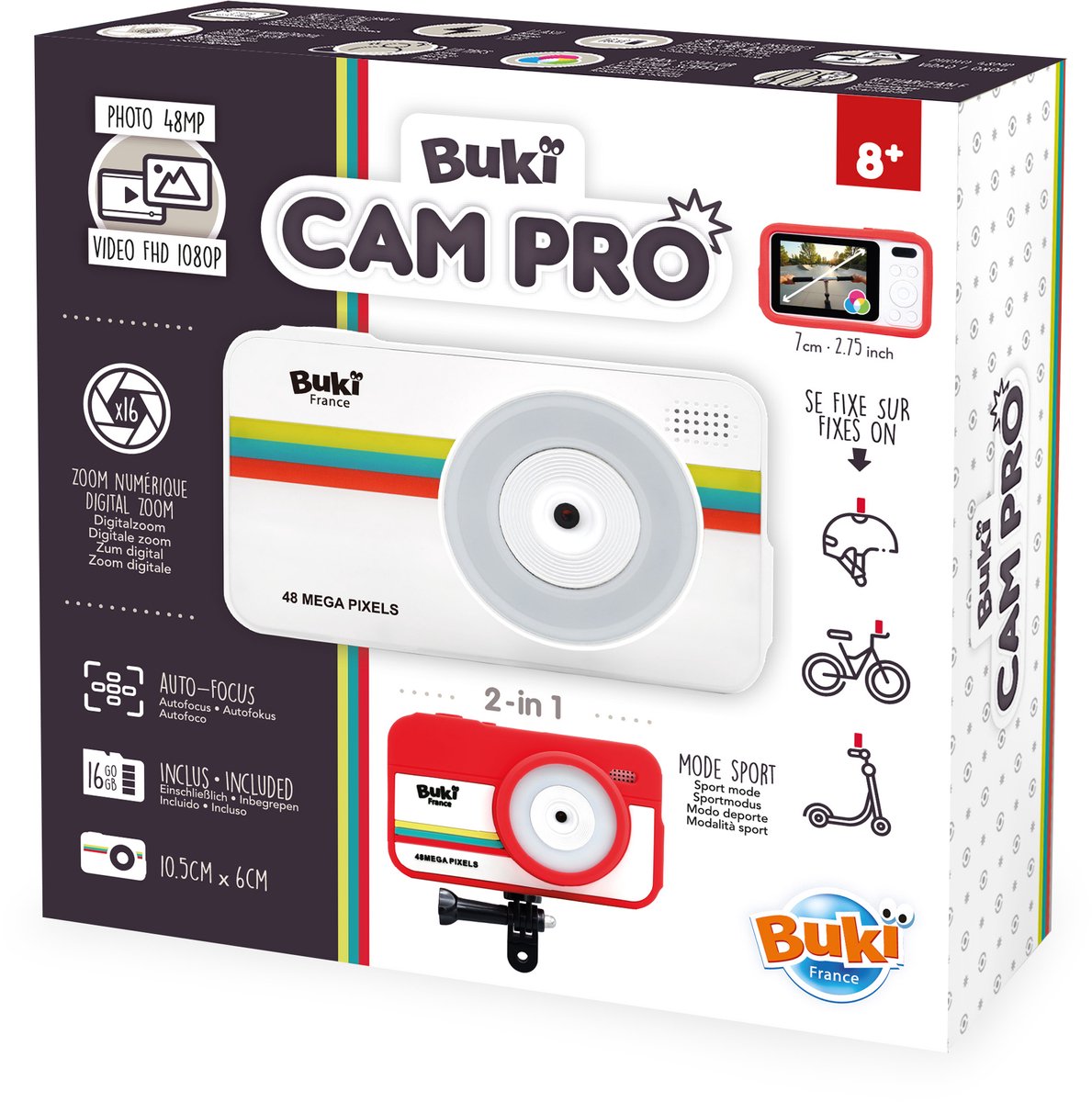 Buki france buki - camara - camara - Camara 2 en 1 con modo viaje y modo deportivo para filmar