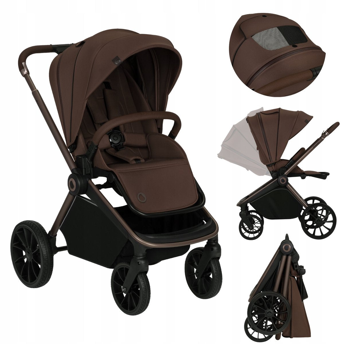 Passeggino Lionelo Mika Plus - ruote fuoristrada - leggero - sedile regolabile - capottina XXL con UPF 50+ - pieghevole compatto - accessori inclusi