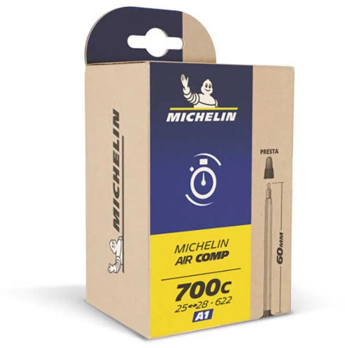 Camera d'aria Michelin 28” – aircomp a2 – valvola francese (presta) – lunghezza valvola: 80mm – misura etrto: 26 32-622 635