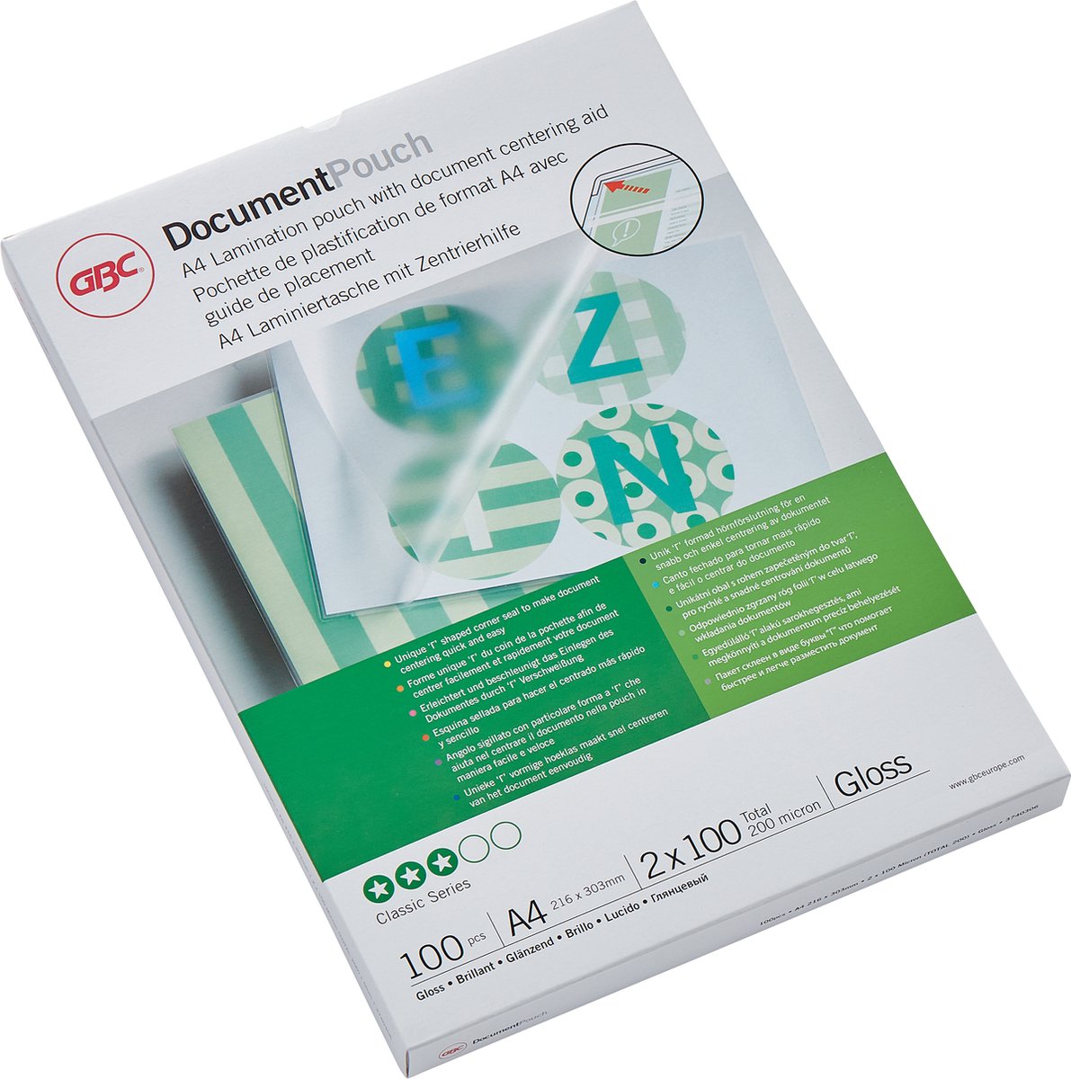 Buste plastificatrici Gbc A4 per documenti - 2 x 100 micron - 100 pezzi - lucida