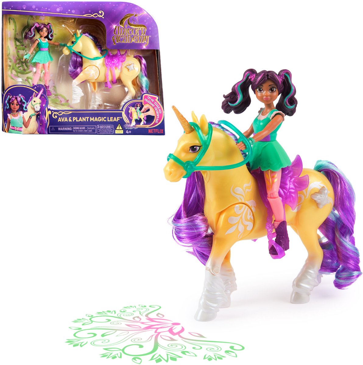 Unicorn Academy Pop Ava e Unicorn Leaf with Light (11,5 cm e 12,5 cm)