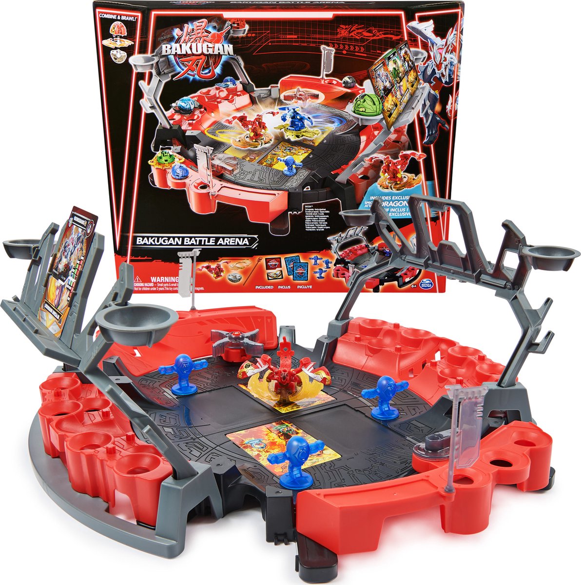 Bakugan - campo de batalla con dragonoide de ataque especial único - figura de acción giratoria con set de juego
