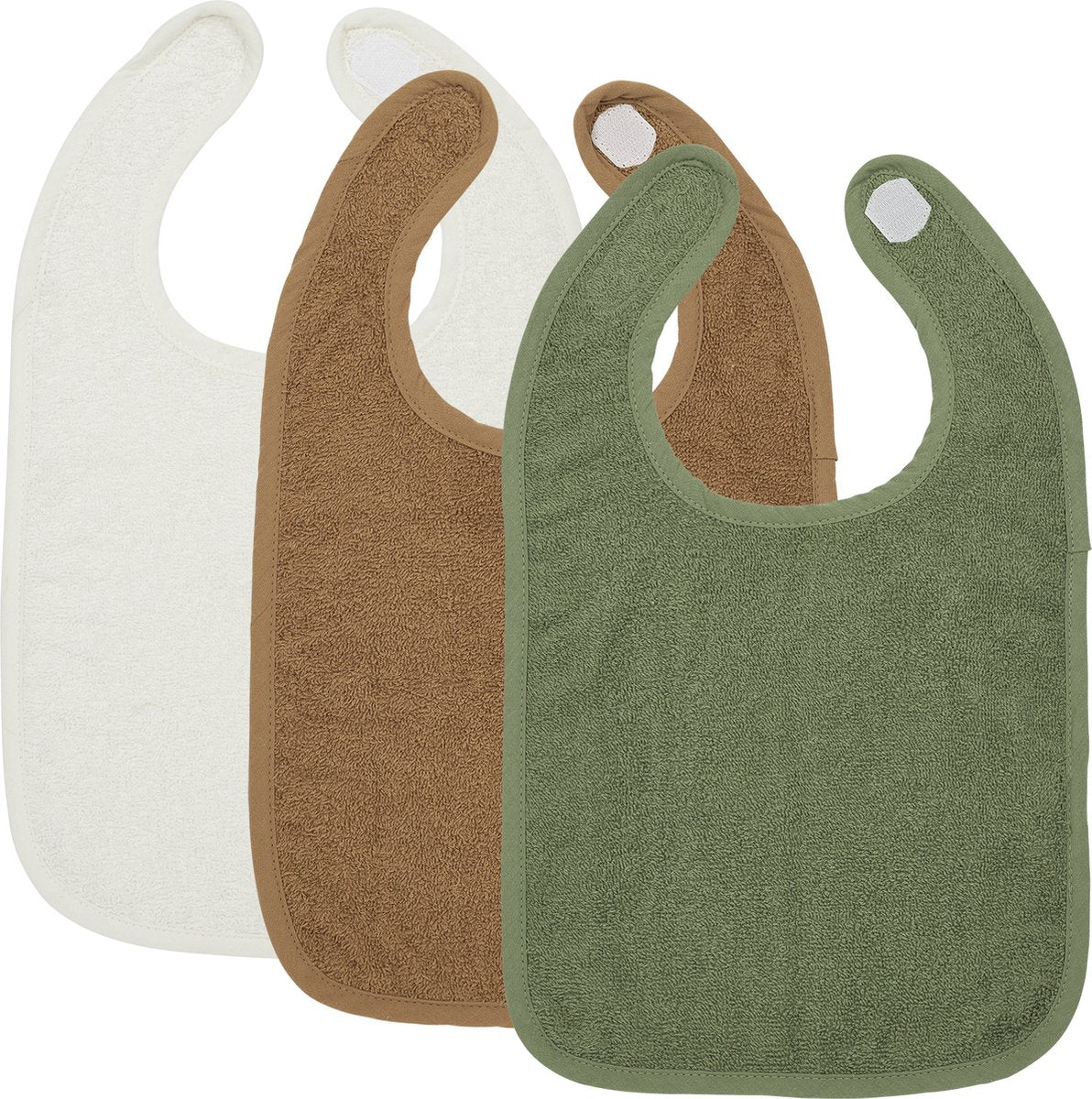 Meyco baby uni slab - 3-pack - badstof - offwhite toffee forest green