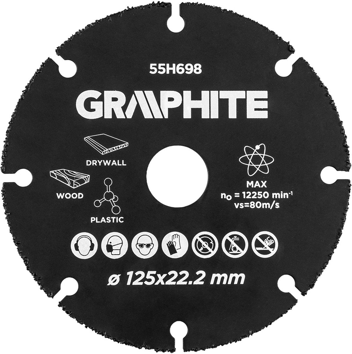 Grahite graphite carbide multi slijpschijf voor hout, kunststof, gips, ect. 125mm