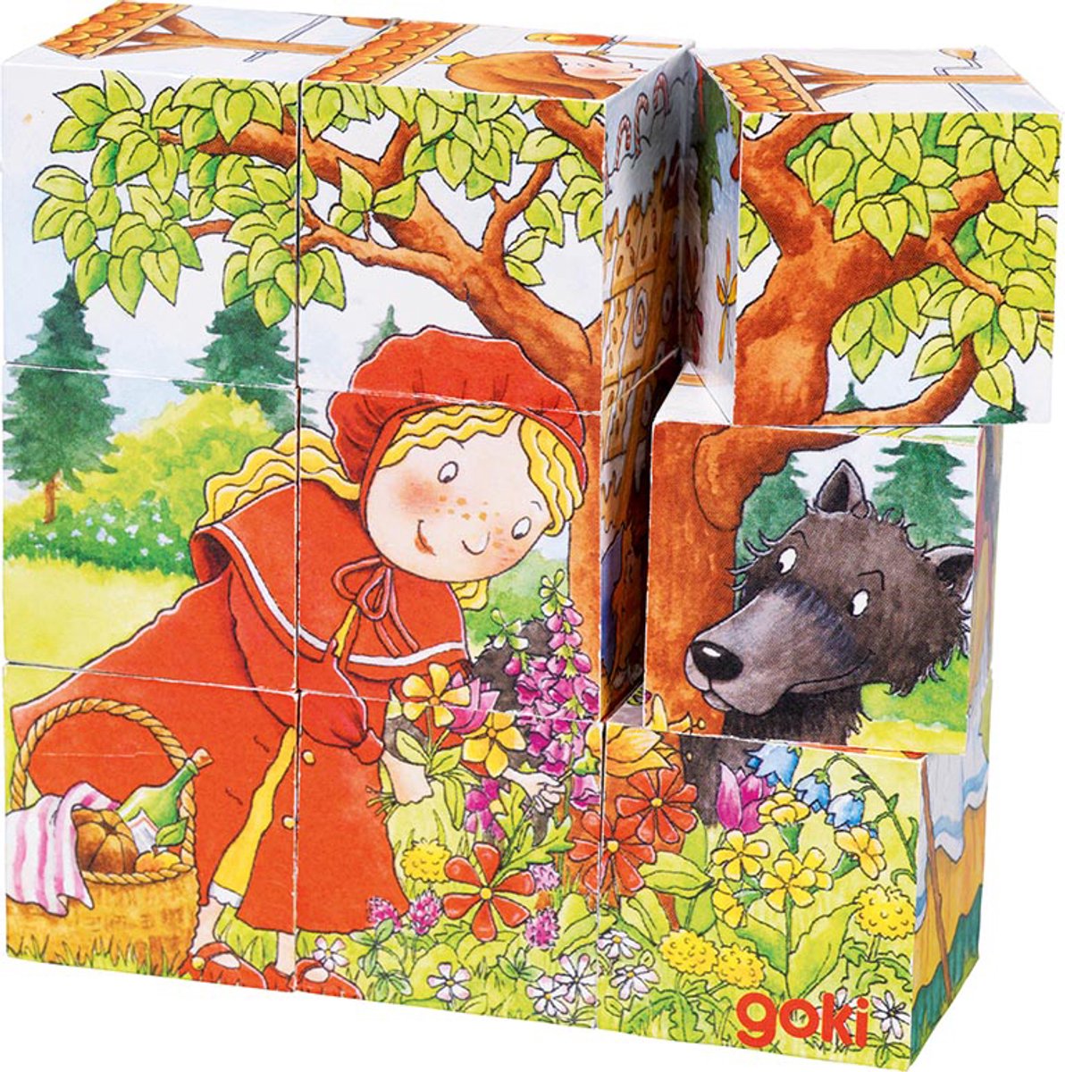 Puzzle a blocchi Goki - fiaba - 9 parti - legno - 3 anni