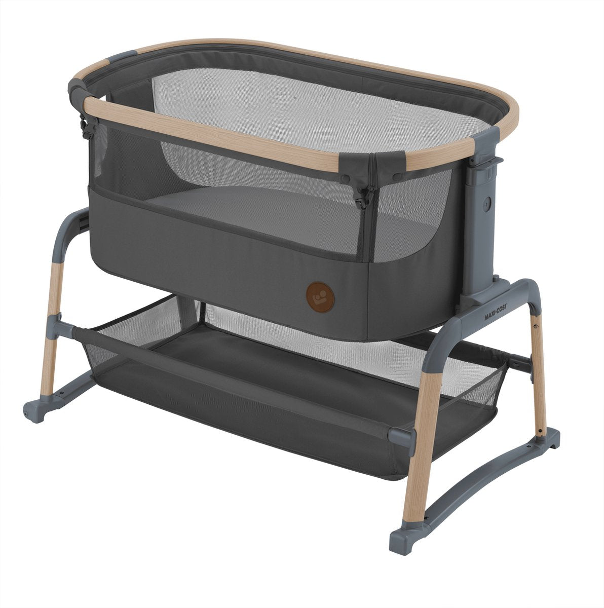 Maxi-cosi iora colecho air - beyond graphite - tejidos 100% reciclados - función mecedor - tejidos transpirables - colchón grueso