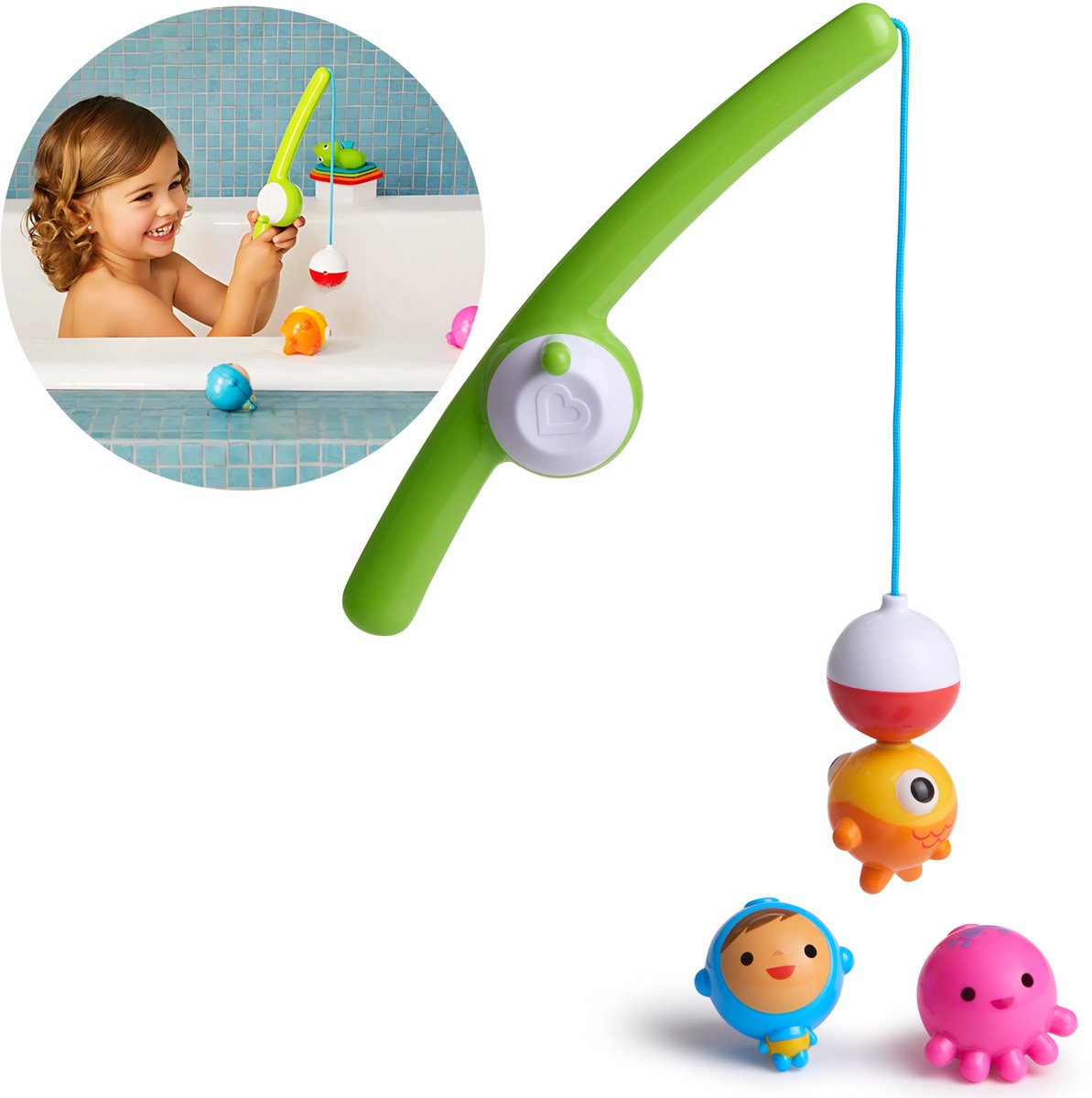 Giocattoli da bagno Munchkin - Fishin - Set da pesca per il bagno con pesci - Magnetico