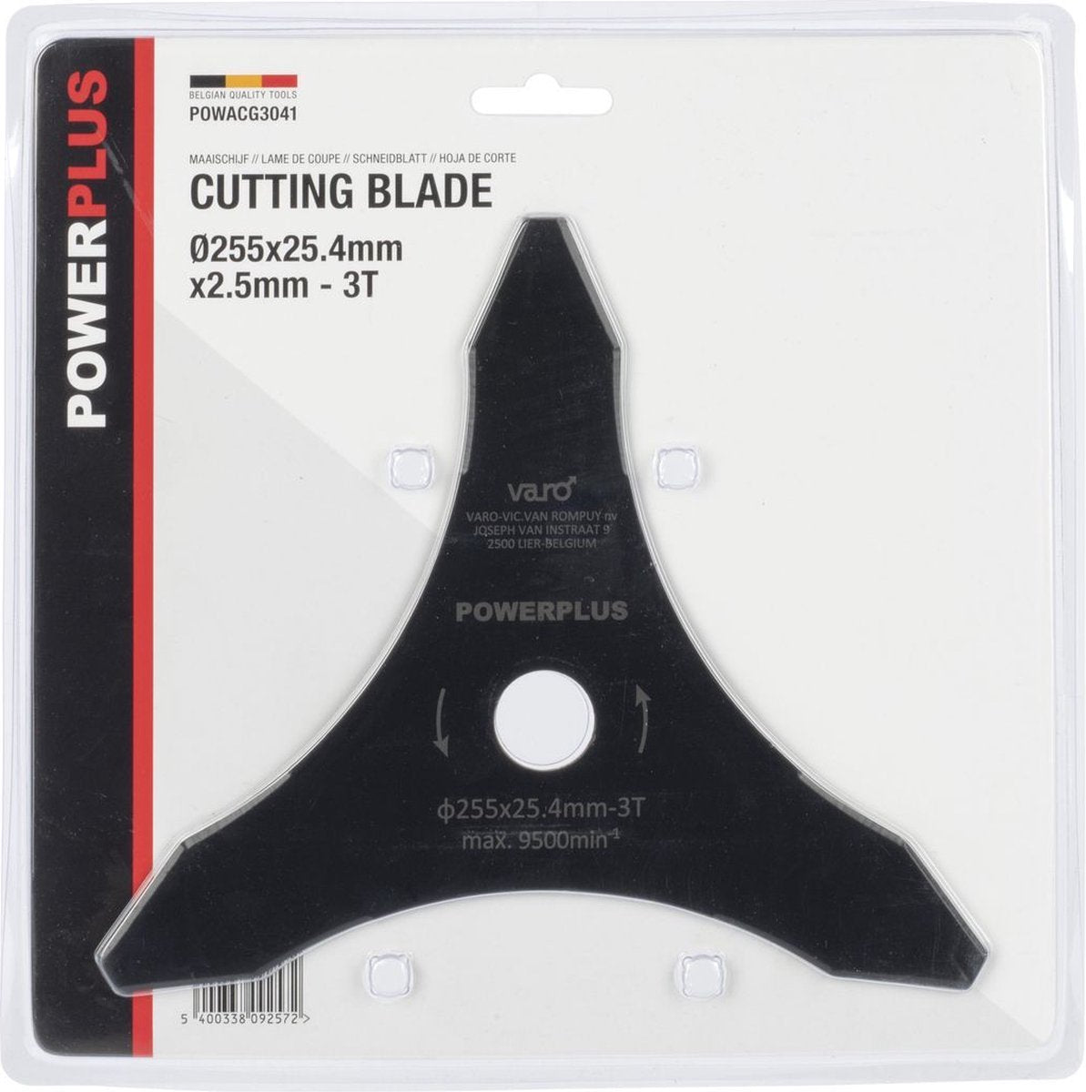 Desbrozadora de discos de corte Powerplus POWACG3041 - hoja de corte con 3 cuchillas - diámetro de corte ø225 mm - adecuada para POWDPG7550 y POWDPG7551