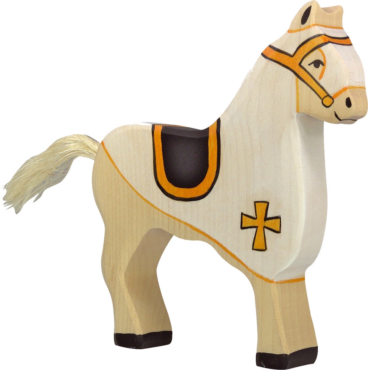 Holztiger fiabe e cavalieri: cavallo da competizione bianco 15x3x17cm, legno