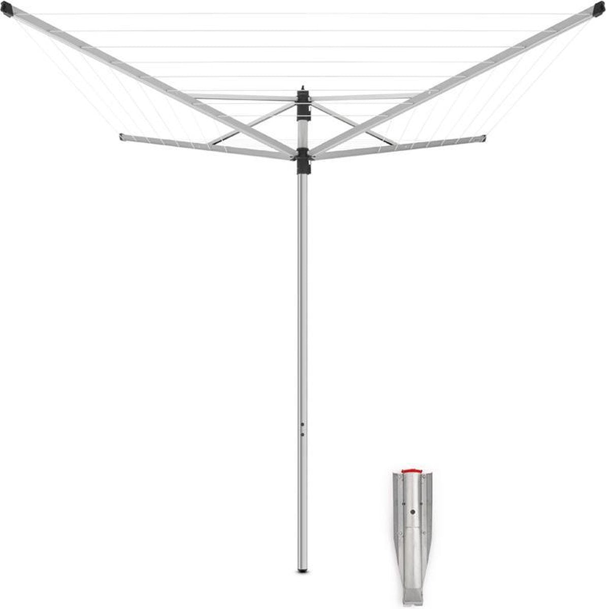 Brabantia lift-o-matic droogmolen - 40 m - met metalen grondanker - metallic grey