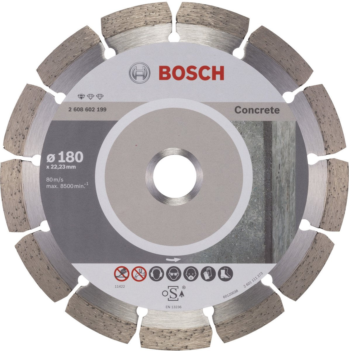 Bosch - disco de corte diamantado estándar para hormigón 180 x 22,23 x 2 x 10 mm