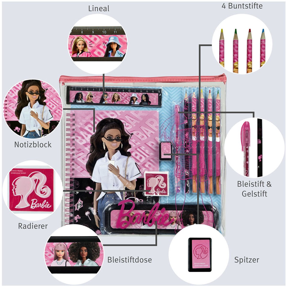 Nota sotto copertura e set di scrittura Barbie