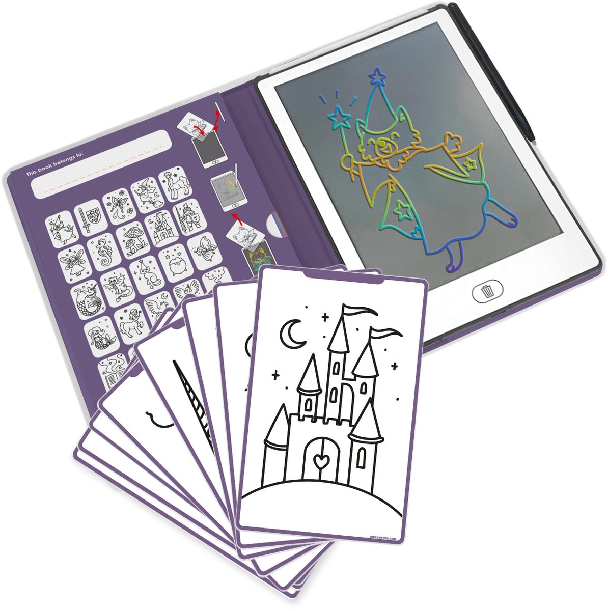 Kidywolf - mini tableta de dibujo kidydraw para niños - tema érase una vez - educativo - 4+ años