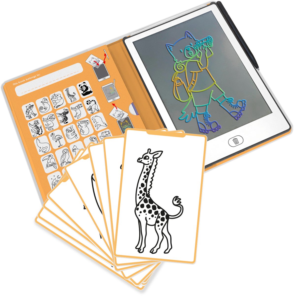 Kidywolf kidydraw mini tableta de dibujo - tema animal - educativa - 4+ años