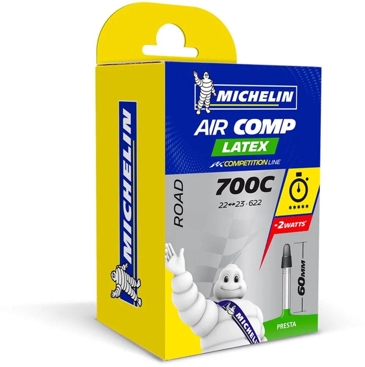 Camera d'aria Michelin 28” – aircomp latex a1 – valvola francese (presta) – lunghezza valvola: 60mm – misura etrto: 22 23-622