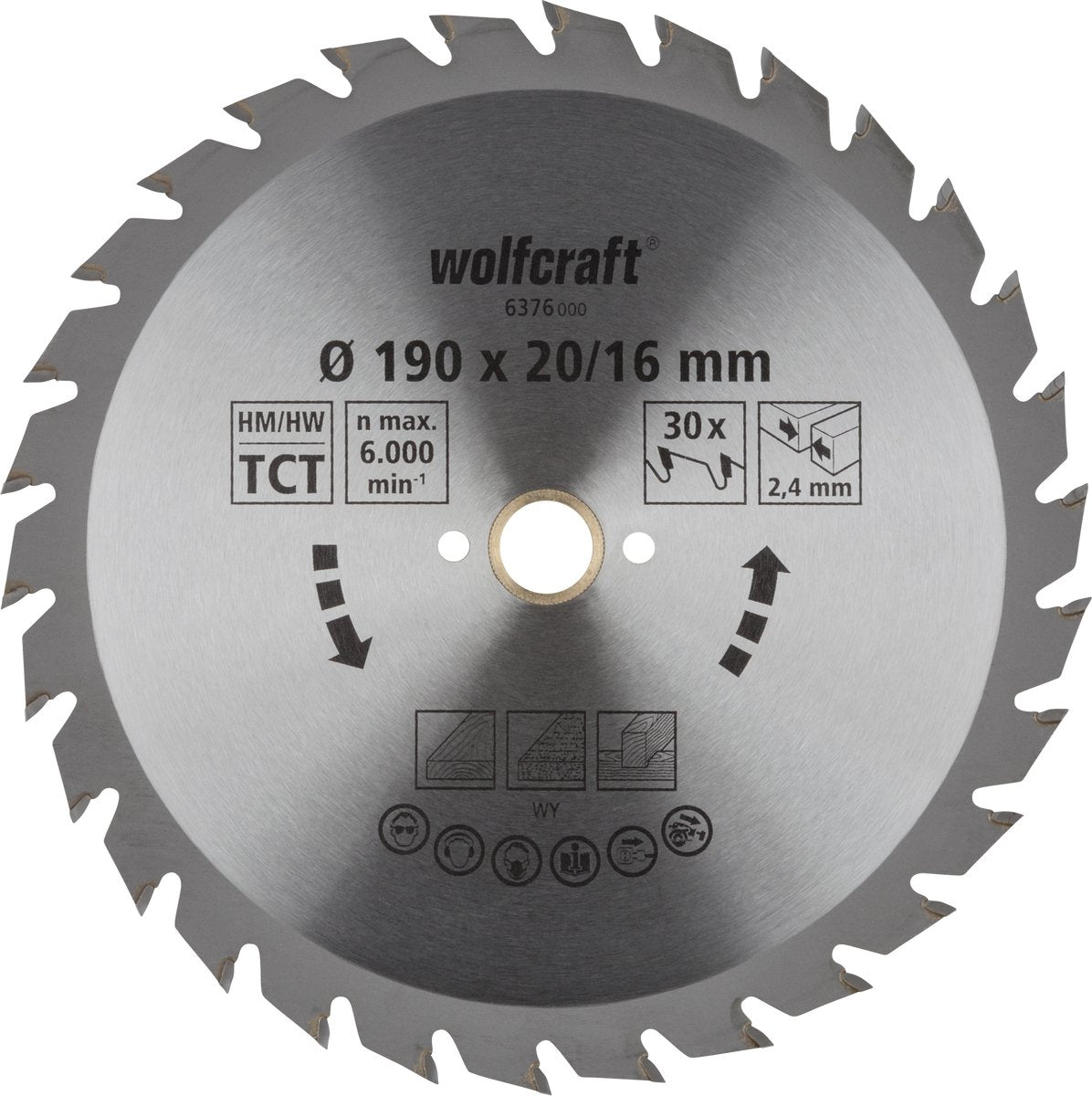 Wolfcraft - lama per sega circolare 190x20mm - 30 denti - lama per sega circolare - serie verde - 6376000