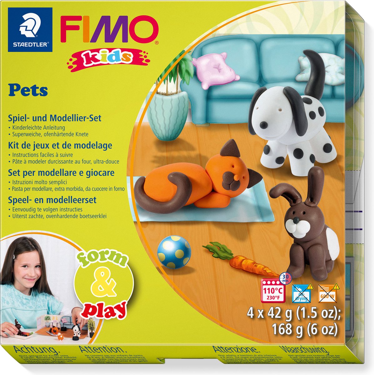 Fimo kids 8034 - pasta da modellare termoindurente - forma set da gioco animali domestici
