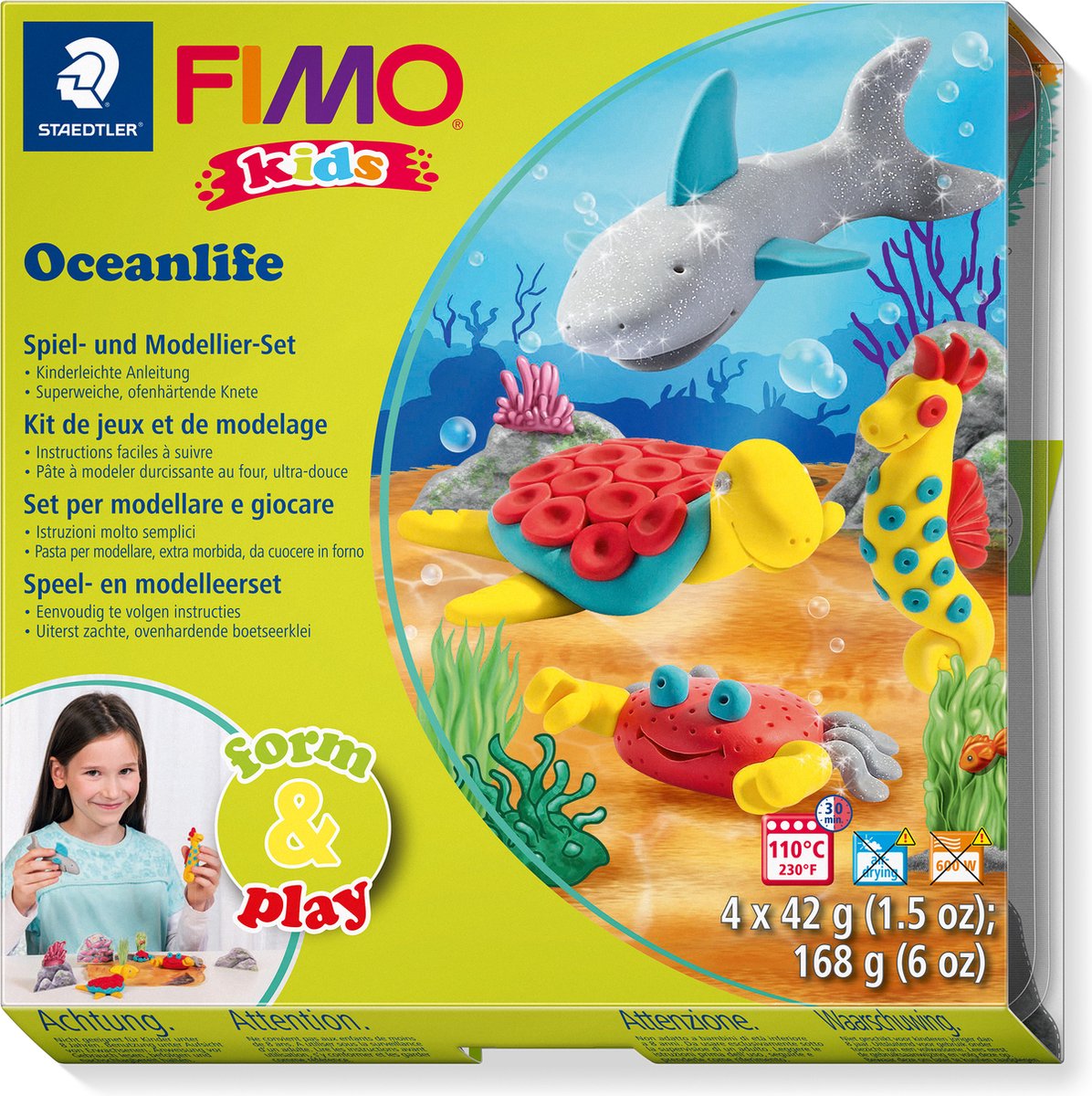 Fimo kids 8034 - pasta da modellare autoindurente - set da gioco per la vita marina