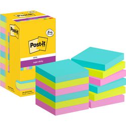 Super sticky notes post-it 654-sscos-p8+4 76x76 mm effen blauw, groen, roze