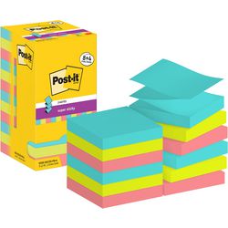Super sticky z-notes post_it r330-sscos-p8+4 76x76mm blauw, groen, roze