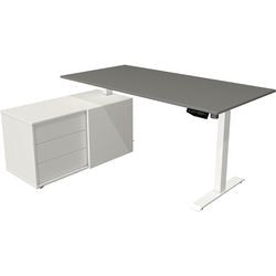 Scrivania sit-stand Kerkmann 10216212 melamina; acciaio bianco; grafite
