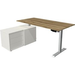 Scrivania sit-stand Kerkmann 10223055 melaminico; rovere acciaio; argento