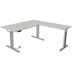 Scrivania sit-stand Kerkmann 10234111 truciolare grigio chiaro, argento