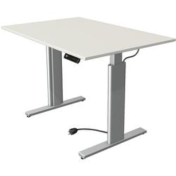 Scrivania sit-stand Kerkmann 10231510 truciolato bianco, argento