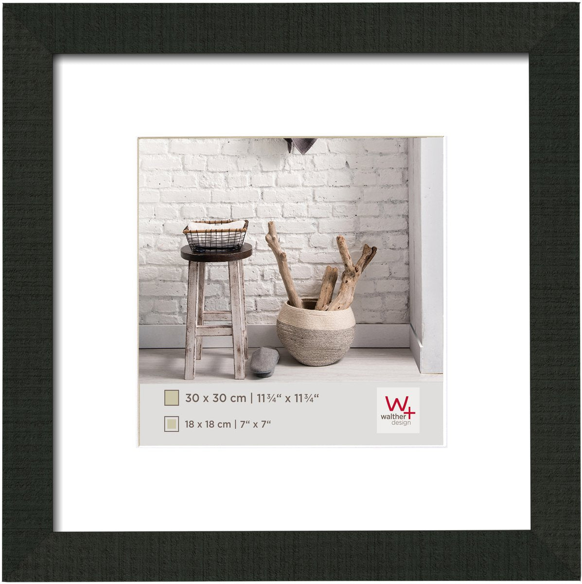 Casa Walther - cornice in legno - misura foto 30x30 cm - nera