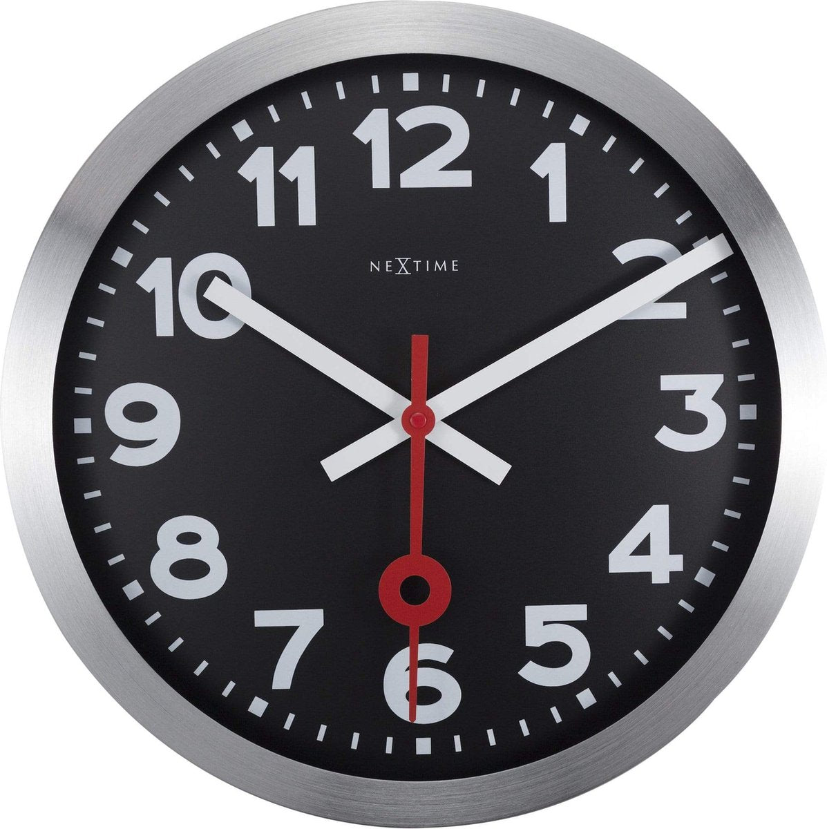 Nexttime Station – orologio da parete – 35 cm – alluminio – nero