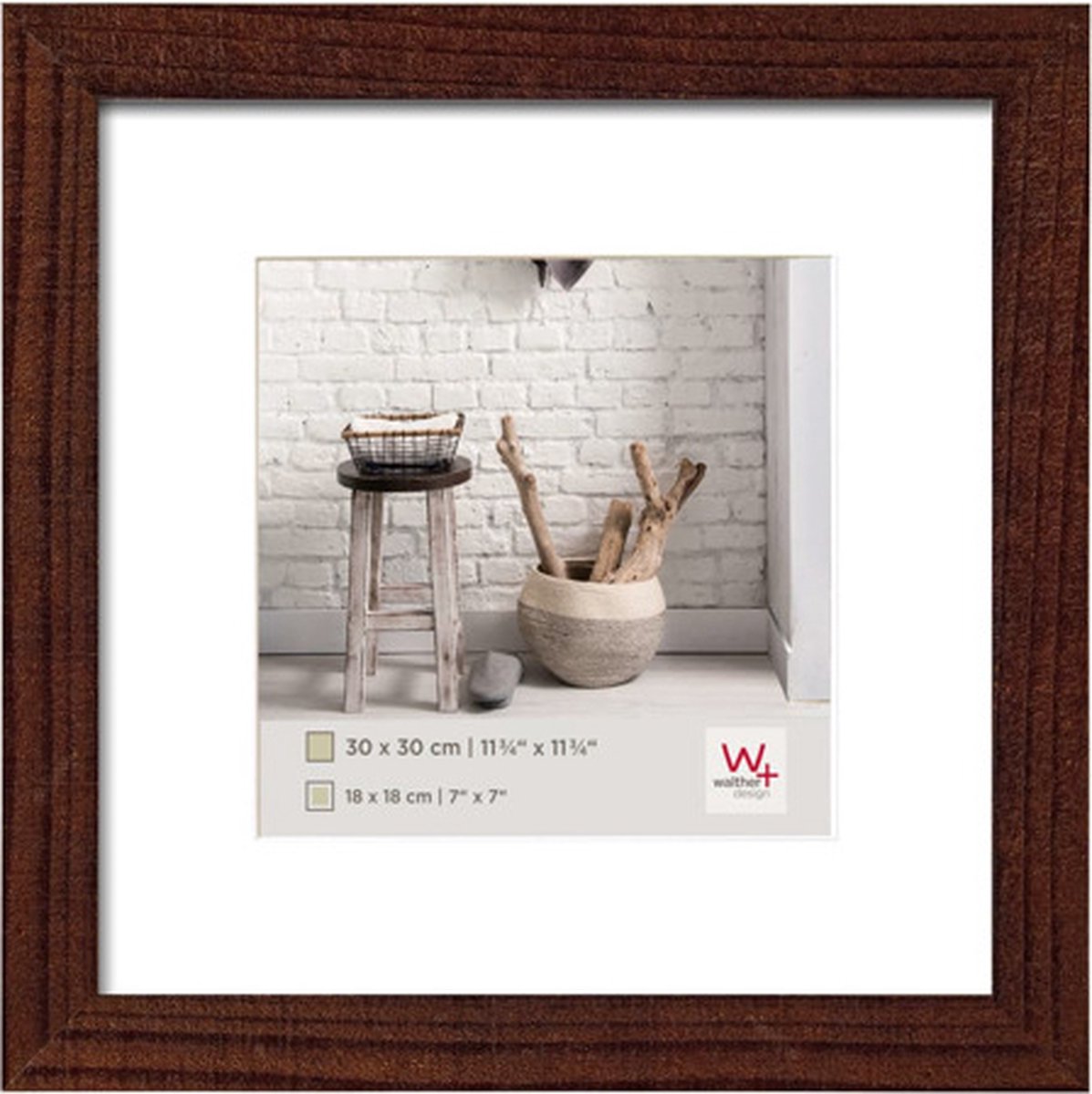 Casa Walther - cornice in legno - misura foto 30x30 cm - noce