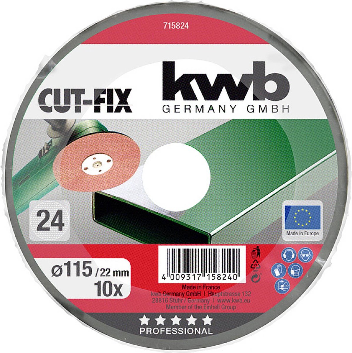 Carta vetrata Kwb 715824 per levigatrice a disco grana (num) 24 (ø) 115 mm 10 pezzo(i)
